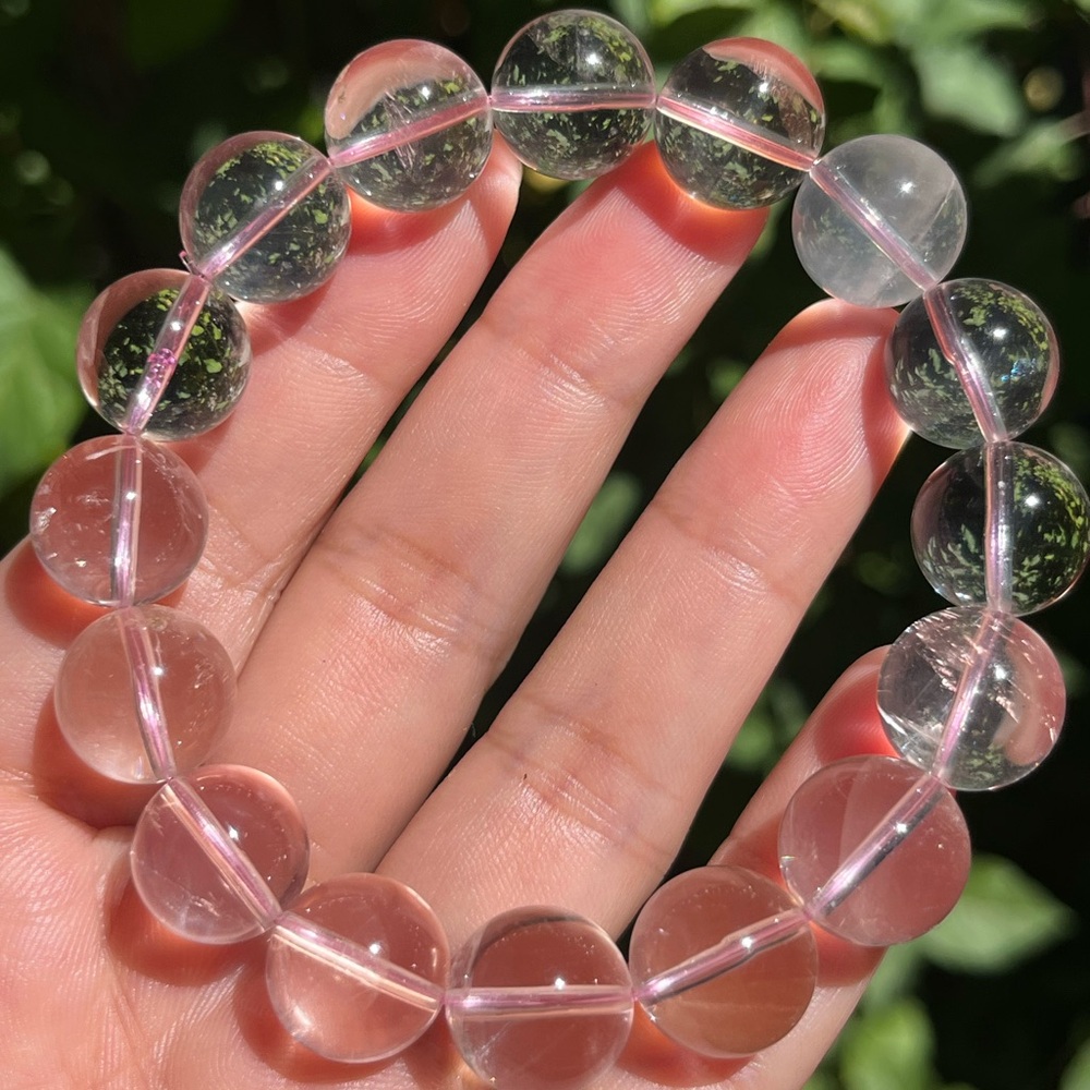 13.5mm high clarity Madagascar rose quartz bracelet - Picture 3 of 11